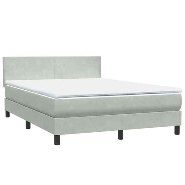 Ramsäng med madrass ljusgrå 160x210 cm sammet