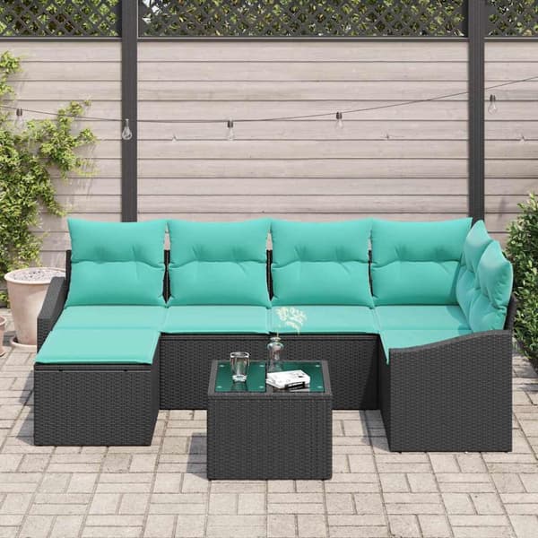 Soffset med kudde 7 pcs Svart konstrotting