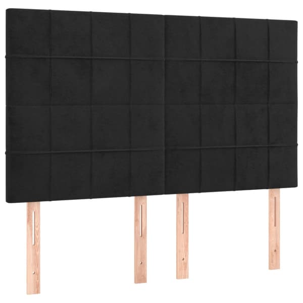 Ramsäng med madrass svart 140x200 cm sammet