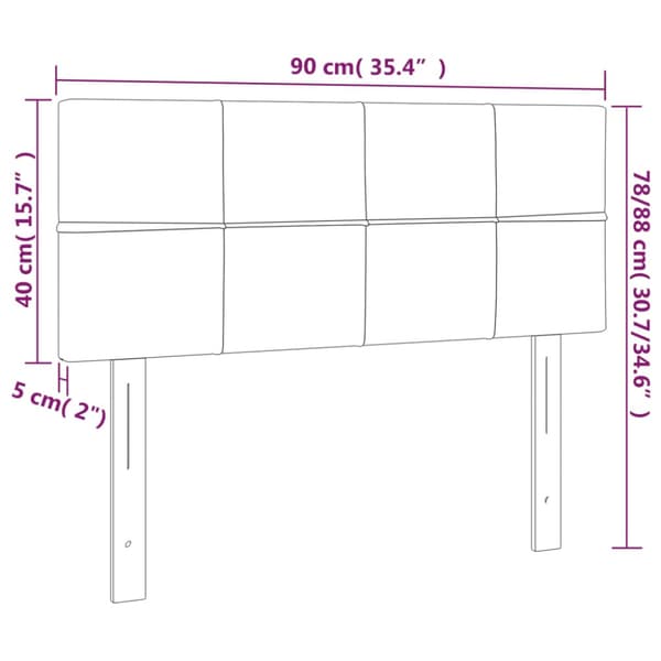 Sänggavel rosa 90x5x78/88 cm sammet