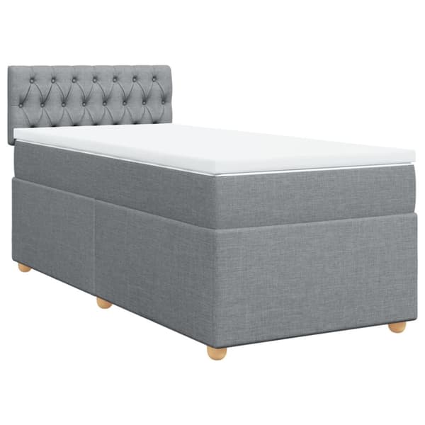 Ramsäng med madrass ljusgrå 100x200 cm tyg