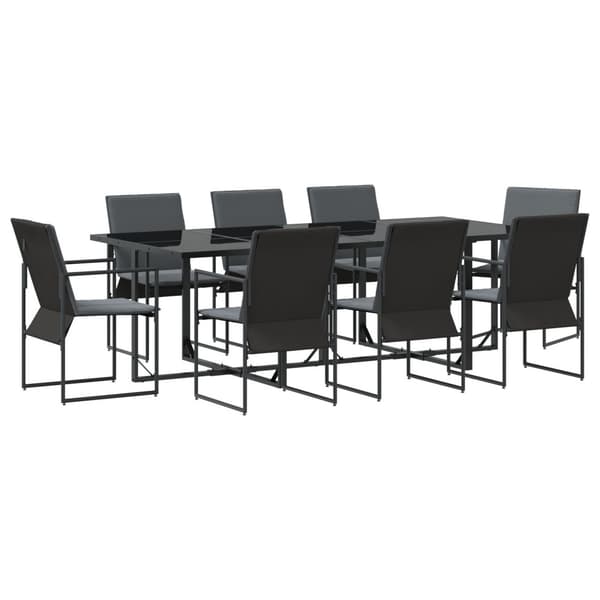 Trädgårdsmöbelset 9 pcs Svart Stål