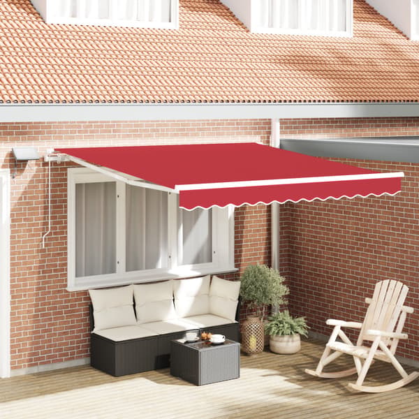 Utfällbar markis Röd 350 x 250 cm Tyger och Stål