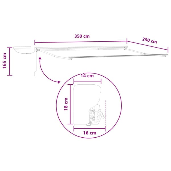 Elektrisk Retraktabel Markis Sand 3,5 x 2,5 m