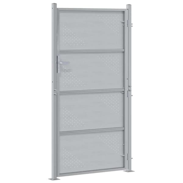 Trädgårdsgrind 85 x 174 cm Rostfritt stål Silver Låsbar