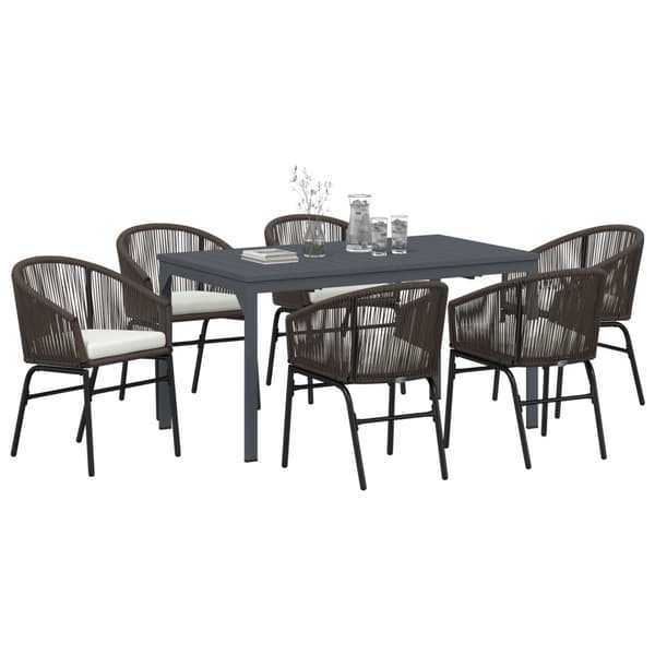 Trädgårdsmöbelset 7 pcs Brun konstrotting