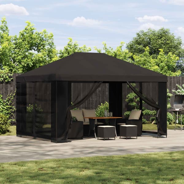 Paviljong 4 × 3 m Antracit Polyester och Stål 190