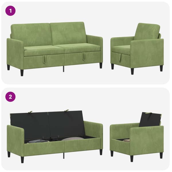 Soffgrupp med förvaring 2 st Ljusgrön Polyester