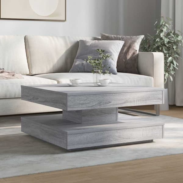Soffbord 360 grader vridbart grå sonoma 70x70x34,5 cm