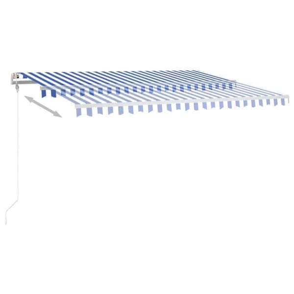 Automatisk markis med vindsensor & LED 450x350 cm blå och vit