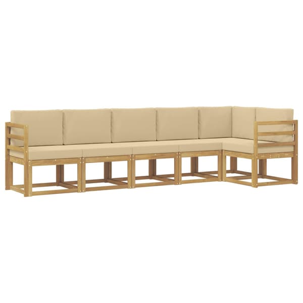 Utomhussoffset med kudde 6 pcs Vit och Beige Polyester