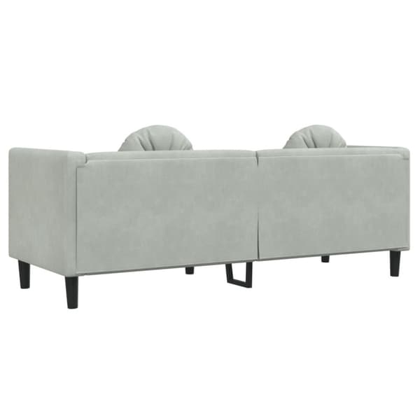 Soffa med kuddar 3-sits ljusgrå sammet
