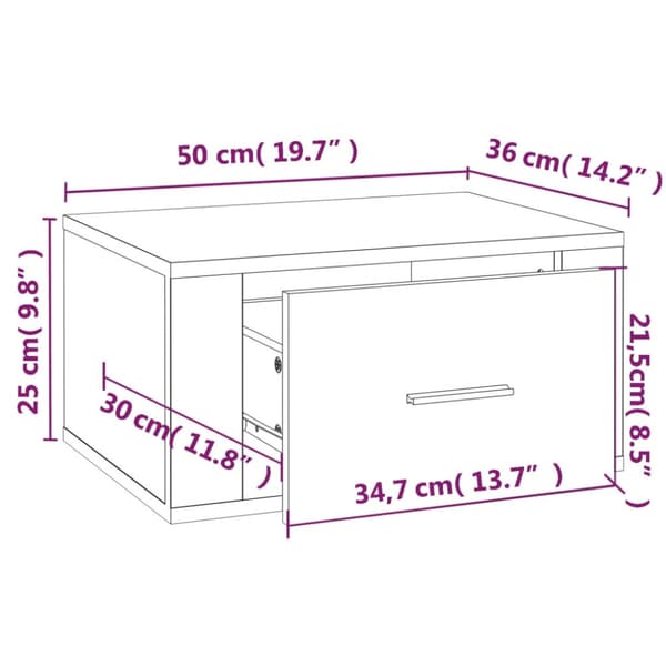 Väggmonterade sängbord 2 st vit högglans 50x36x25cm