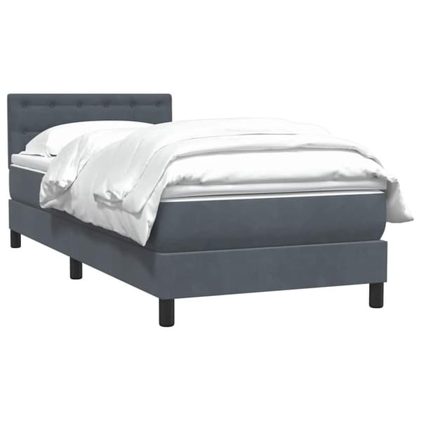 Ramsäng med madrass mörkgrå 80x210 cm sammet