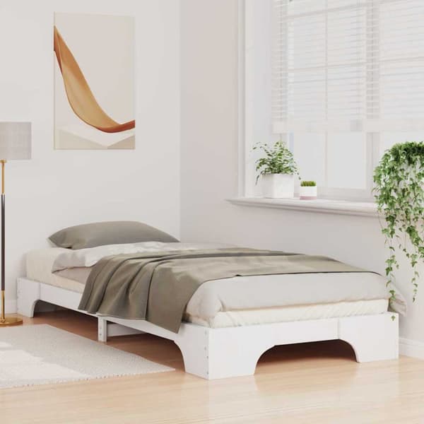 Sängram Vit 80 x 220 cm Massiv furu