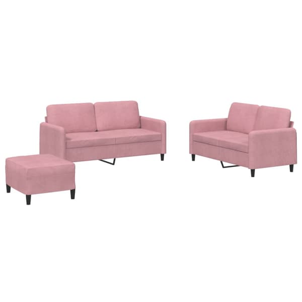 Soffgrupp 3 delar rosa sammet
