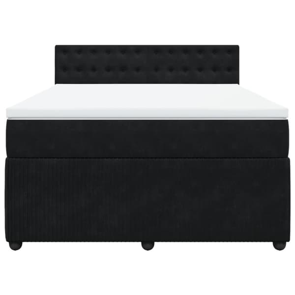 Ramsäng med madrass svart 140x190 cm sammet