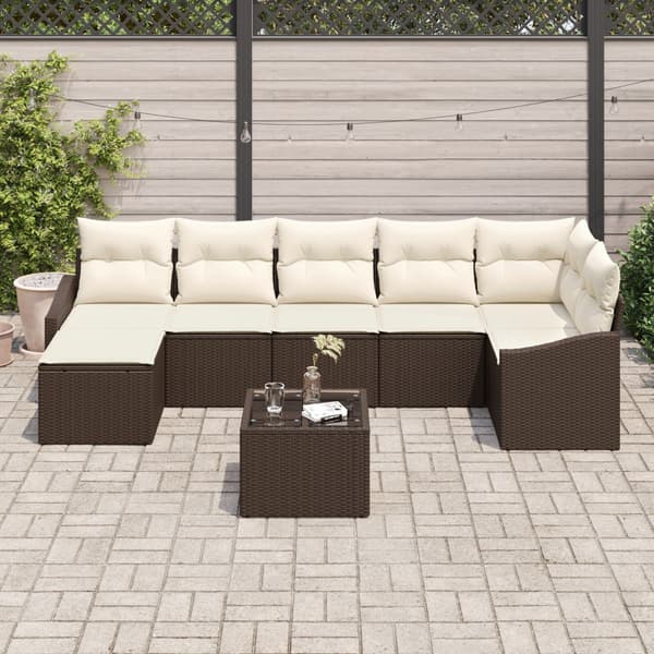 Soffset med kudde 8 pcs Brun konstrotting