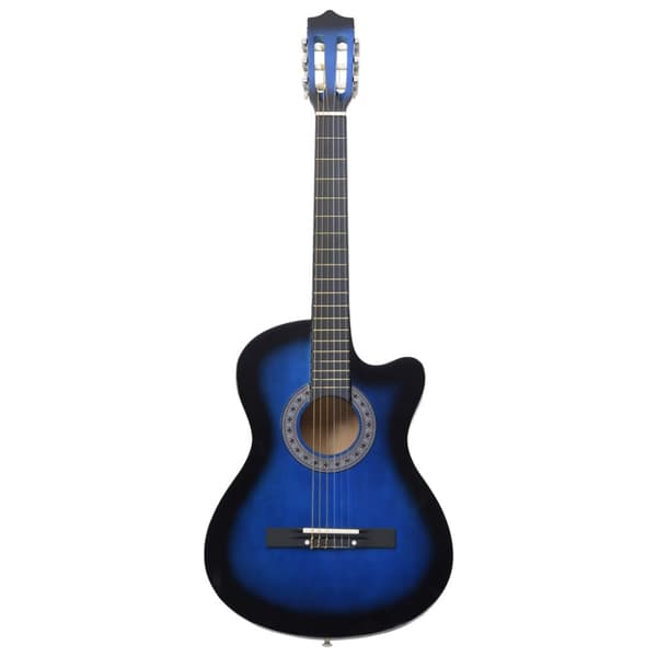 Gitarr 12 delar med 6 strängar western blå 38"