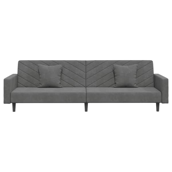 Bäddsoffa 2-sits med två kuddar mörkgrå sammet
