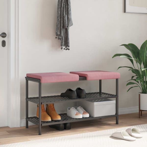 Bänk kudde 2 st Sammet Rosa Djup 35 cm