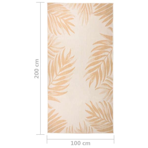 Utomhusmatta plattvävd 100x200 cm bladmönstrad