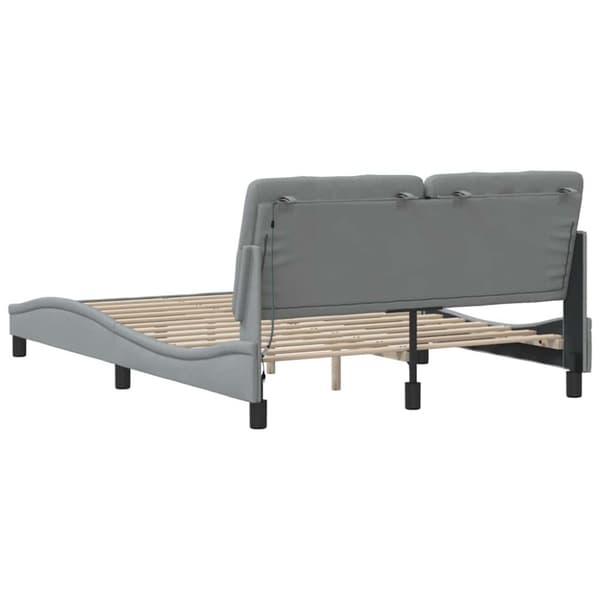 Bed Frame with LED without Mattress Light Grey 120x200 cm Fabric