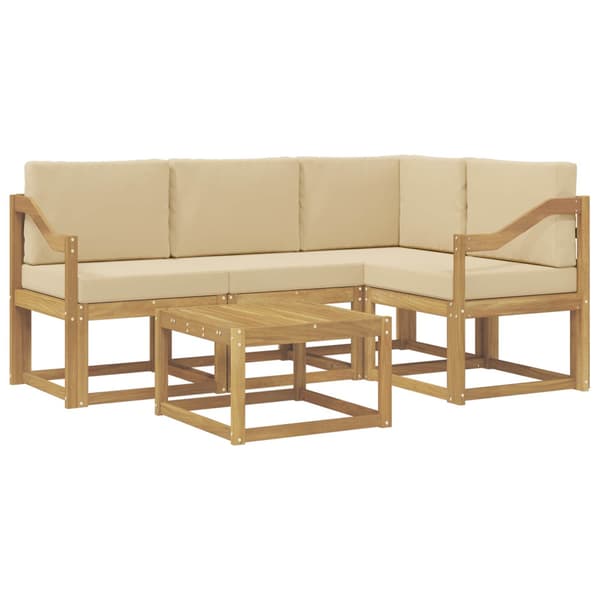 Utomhussoffset med kudde 5 pcs Vit och Beige