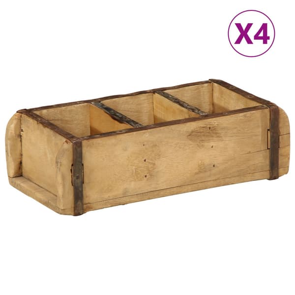 Bricka 4 pcs Brun 30 x 14 x 9 cm Solid återvunnen trä
