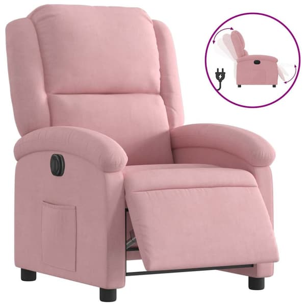 Elektrisk reclinerfåtölj rosa sammet