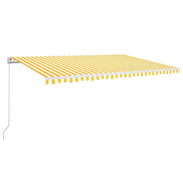 Automatisk markis med vindsensor & LED 500x350 cm gul/vit