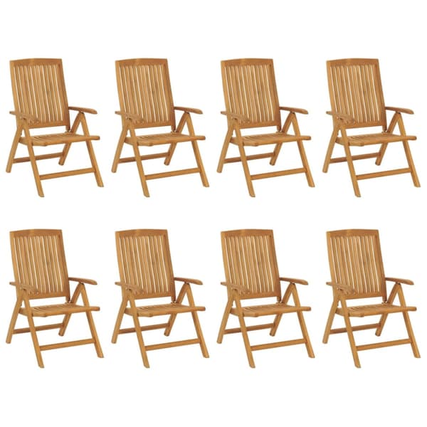 Fällbara fåtöljer 8 st massivt trä i teak