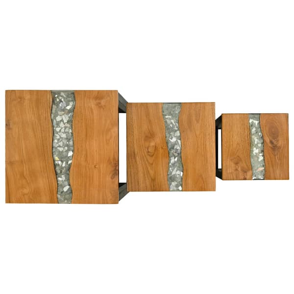 Nestingbord 3 pcs Brun Massivt teakträ