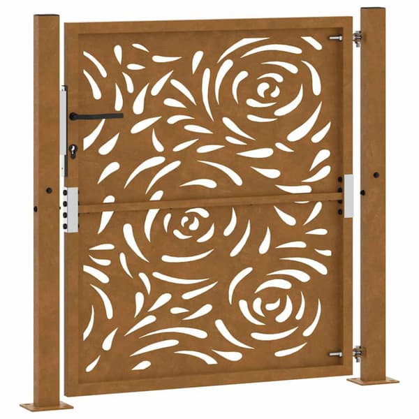 Trädgårdsgrind 100x100 cm väderbeständig stålflammdesign
