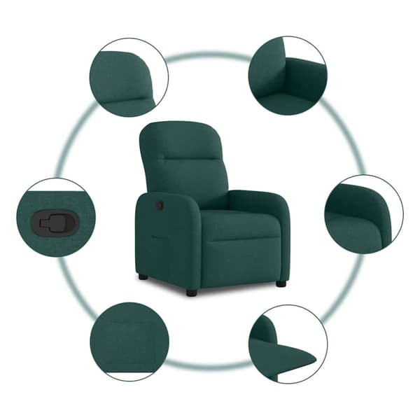 Reclinerfåtölj mörkgrön tyg