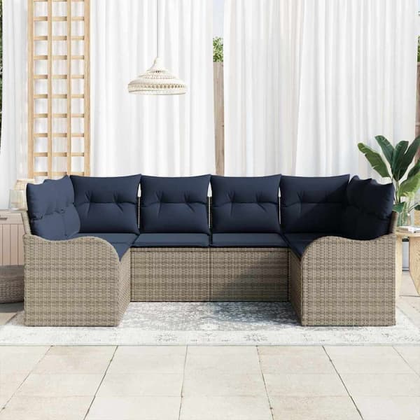 Soffset 6 st Grå [Syntetisk]: Poly Rattan
