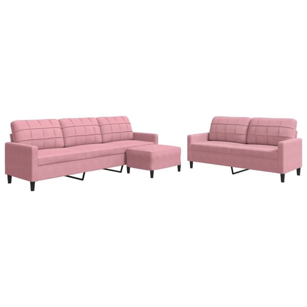 Soffgrupp med dynor 3 delar rosa sammet
