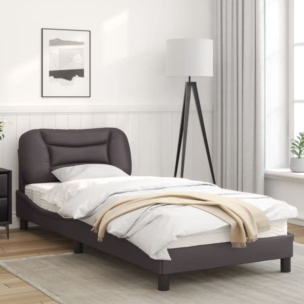 Bed Frame with LED without Mattress "Hvar" Grey 90x200 cm