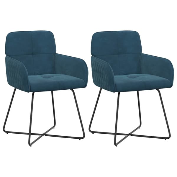 Matstolar 2 pcs Sammet Blå 59 x 56,5 x 86 cm