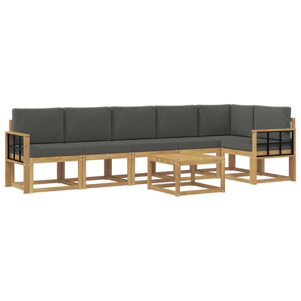 Utomhussoffset med kudde 7 pcs Vit och antracit Polyester