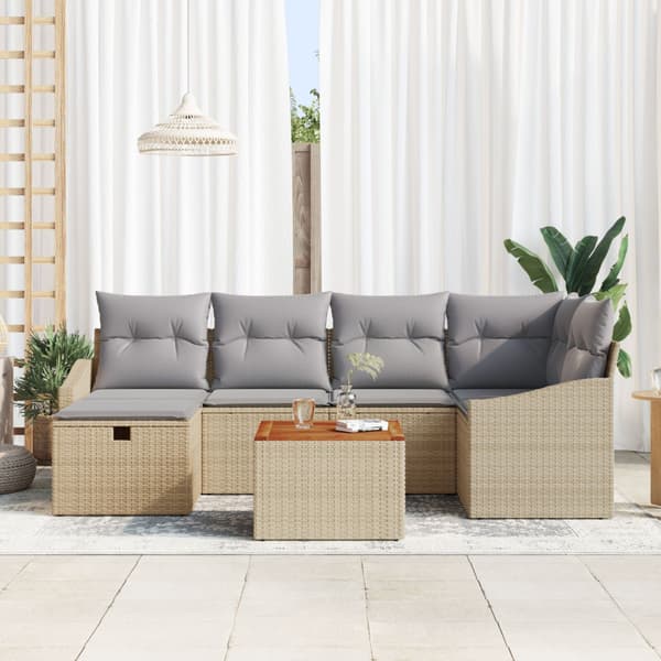 Trädgårdsoffset 7 st Beige konstrotting