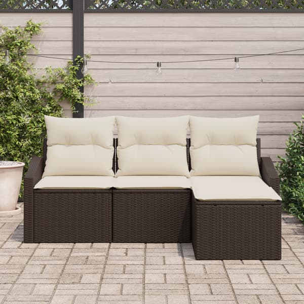 Soffset med kudde 4 pcs Brun konstrotting