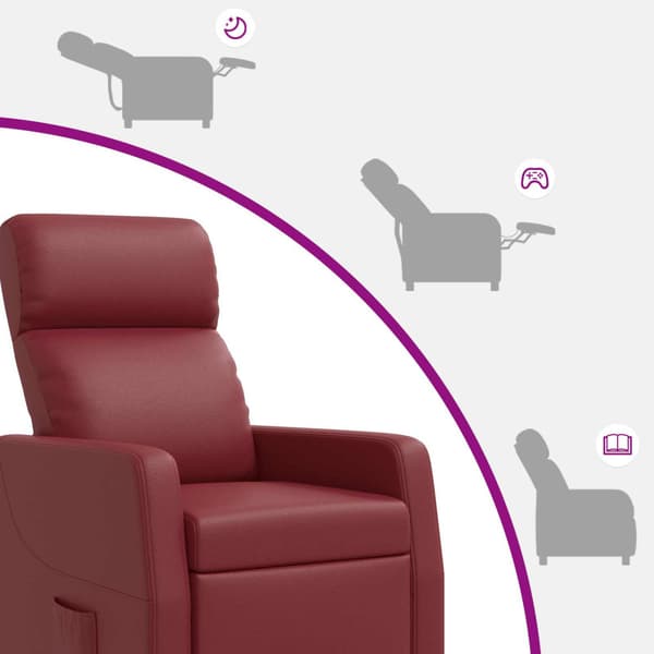 Massagefåtölj Vinröd Konstläder