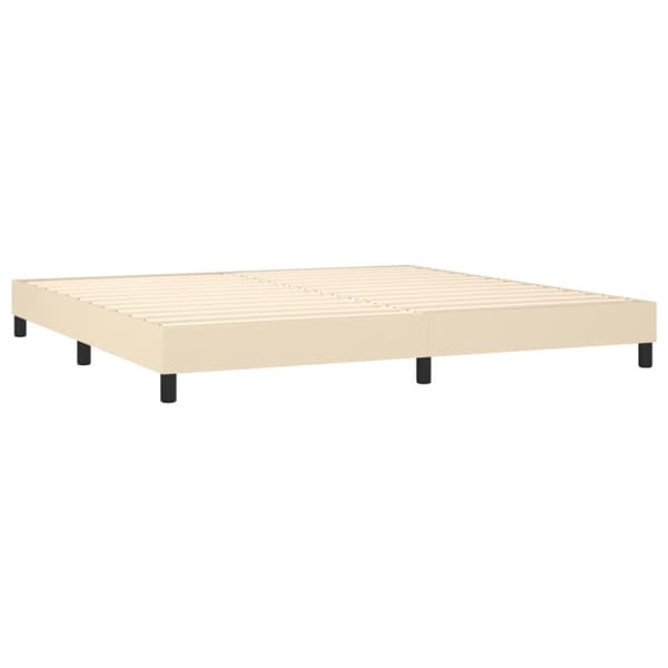 Boxspring-sängram gräddvit 200x200 cm tyg