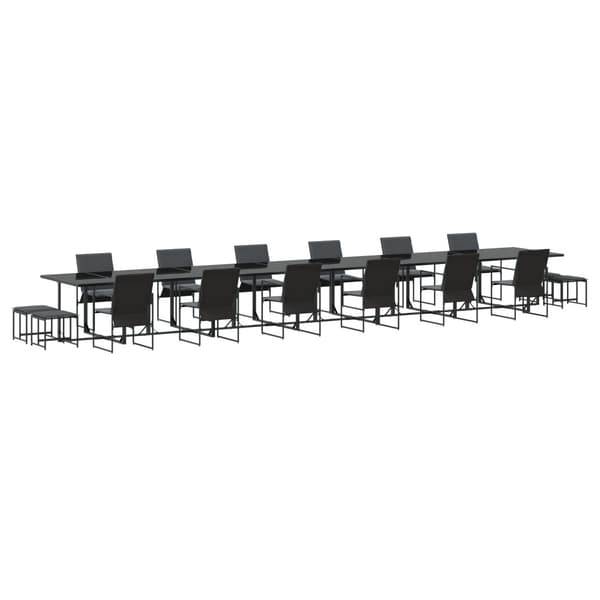 Trädgårdsmöbelset 17 pcs Svart Stål