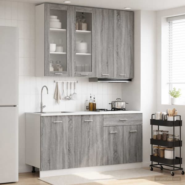 Köksenhet LYON 4 pcs Grå Sonoma Konstruerat trä
