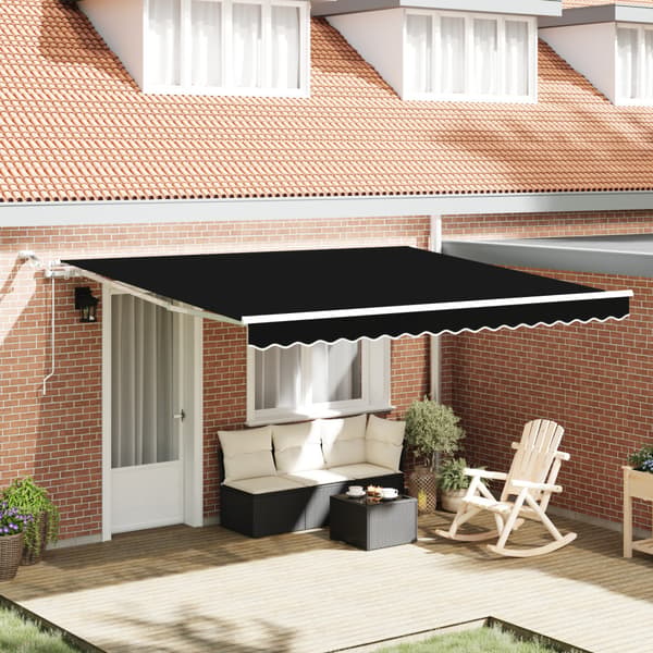 Utfällbar markis Svart 400 × 300 cm Polyester och metall