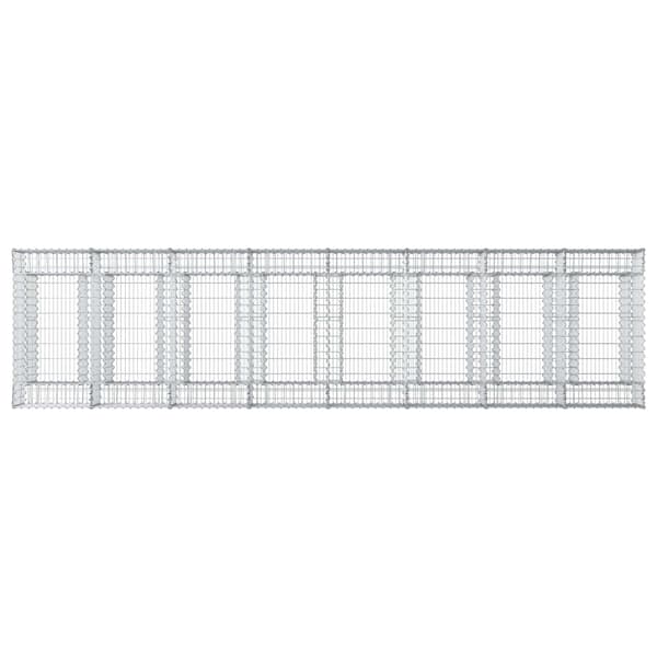 Gabion upphöjd säng 3 pcs Silver