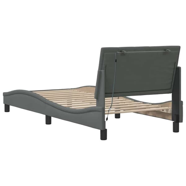 Bed Frame without Mattress "Hanko" Dark Grey 90x190cm Fabric