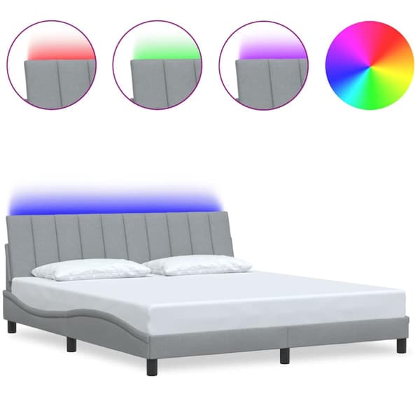 Bed Frame without Mattress "Hanko" Light Grey 180x200cm Fabric